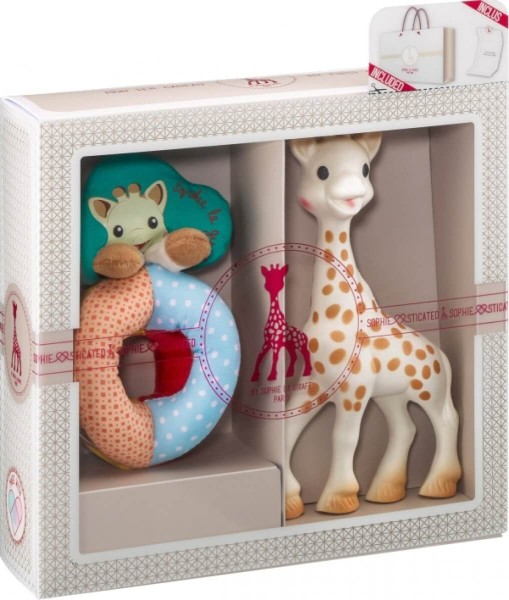 Geschenkset Sophie la girafe und Rassel