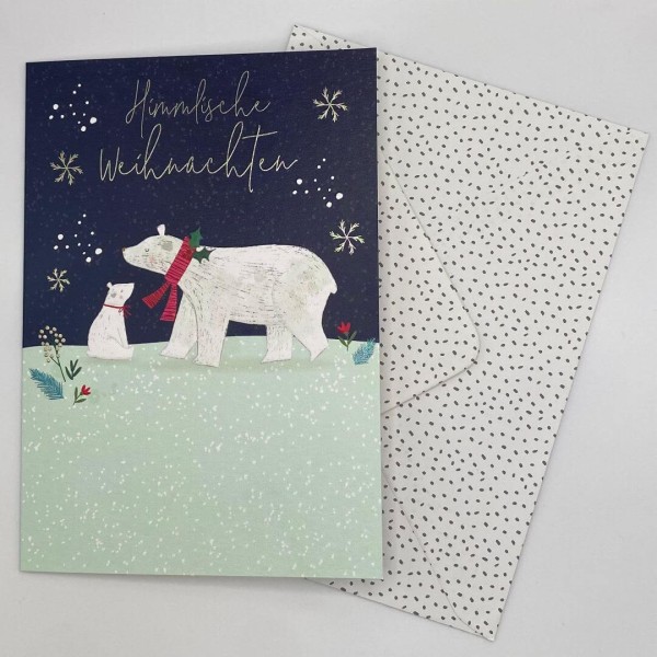 Grußkarte Himmlische Weihnachten (Eisbären) mit Umschlag