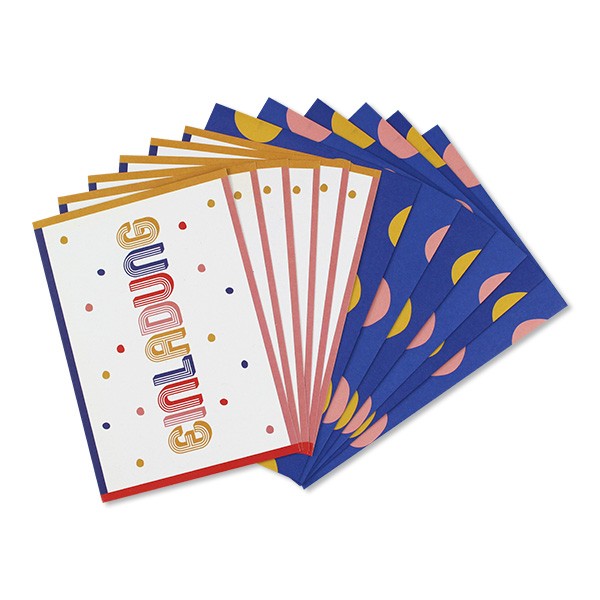 Einladungskarten-Set mit bunten Punkten – Einladung