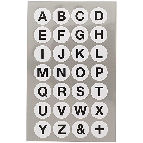 Paper Poetry Office Sticker Punkte weiß mit Alphabet 18mm 4 Bogen