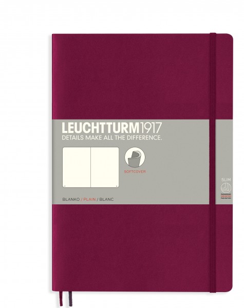 Notizbuch Paperback (B6+), Softcover, 123 nummerierte Seiten, Port Red, Blanko