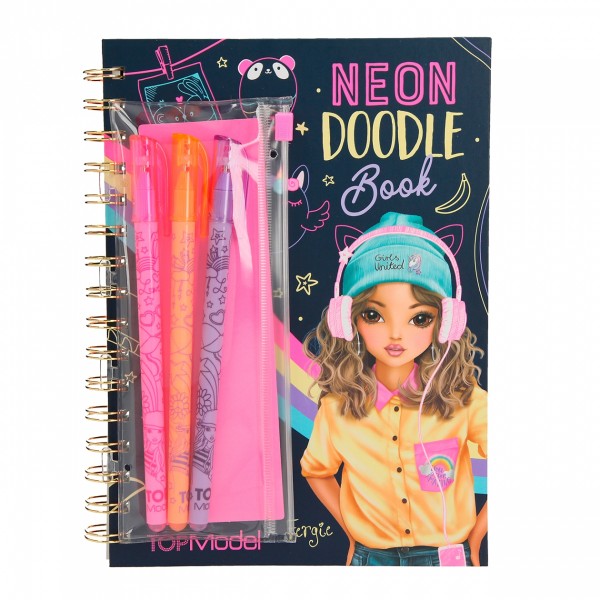 TOPModel Neon Doodle Malbuch mit Neon Stifte-Set