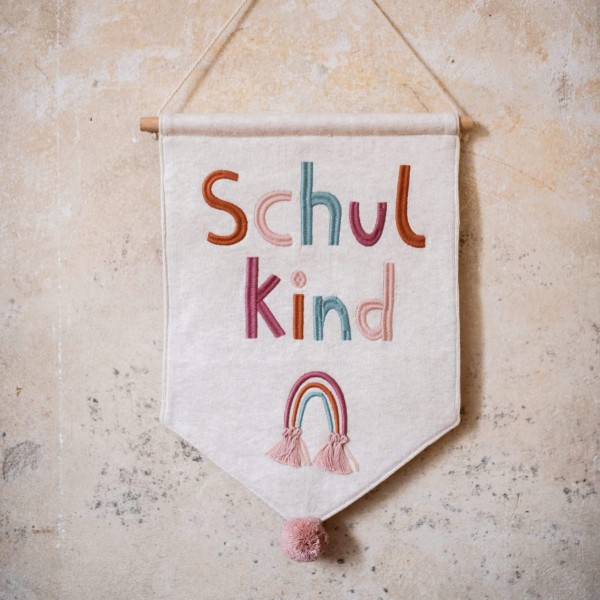 Wandbehang “Schulkind” mit Regenbogen (22cm x 32cm)
