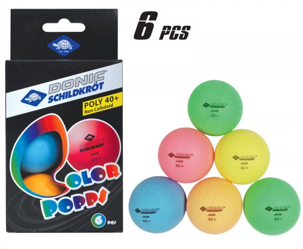 Tischtennisball Colour Popps, 6 farbige Bälle in Poly 40+ Qualität