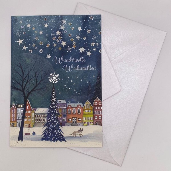 Grußkarte Wundervolle Weihnachten (Häuserfronten) mit Umschlag