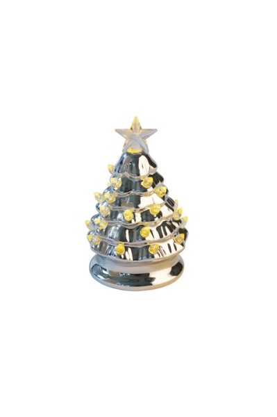 Luce, Weihnachtsbaum mit LED, S(H13,5cm), Porzellan, silber
