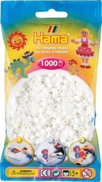 Hama® Bügelperlen Perlen, weiß, 1000 Stück