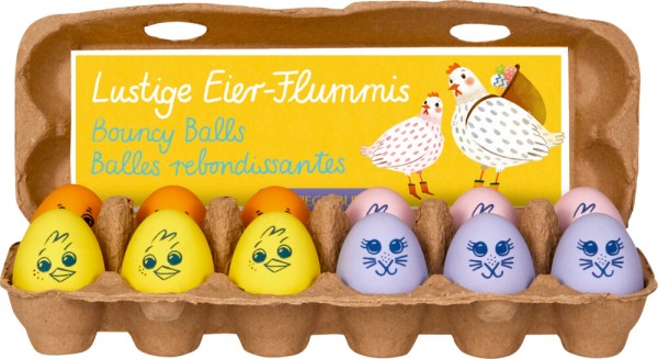Lustige Eier-Flummis Fröhliche Ostern! (einzeln)