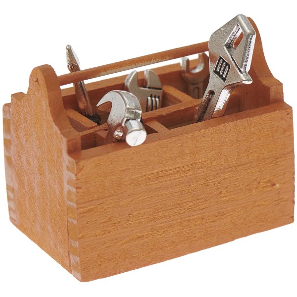 Miniatur Werkzeugkoffer mit Werkzeug 7teilig - Wichtel- und Puppenhaus