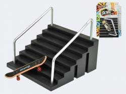 Fingerskateboard mit Treppe und Geländer