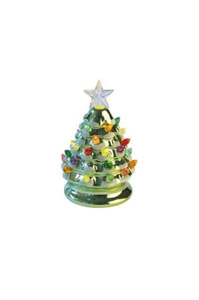 Luce, Weihnachtsbaum mit LED, S(H13,5cm), Porzellan, grün