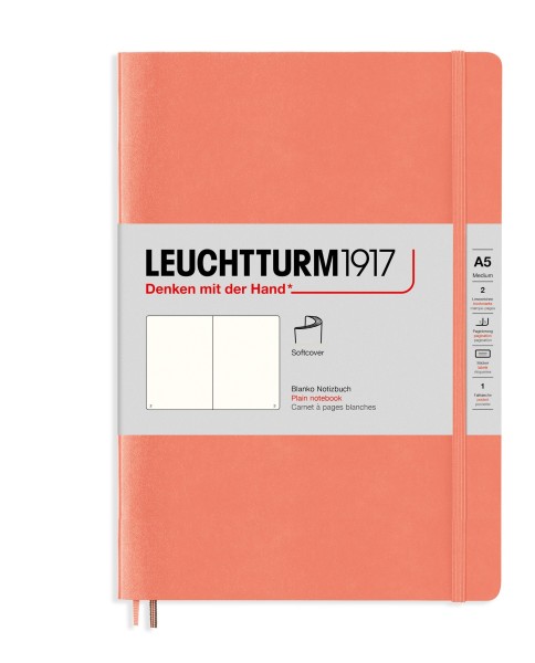 Notizbuch Medium (A5), Softcover, 123 nummerierte Seiten, Bellini, blanko
