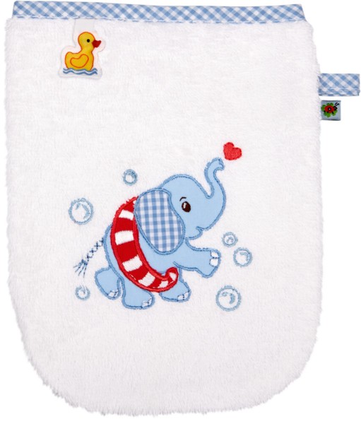 Waschhandschuh Elefant, hellblau - BabyGlück