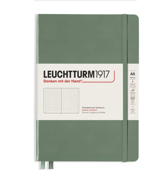Notizbuch Medium (A5), Hardcover, 251 nummerierte Seiten, Olive, dotted