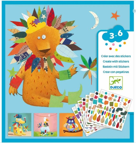 Stickerbild Tiere - Basteln mit Stickern