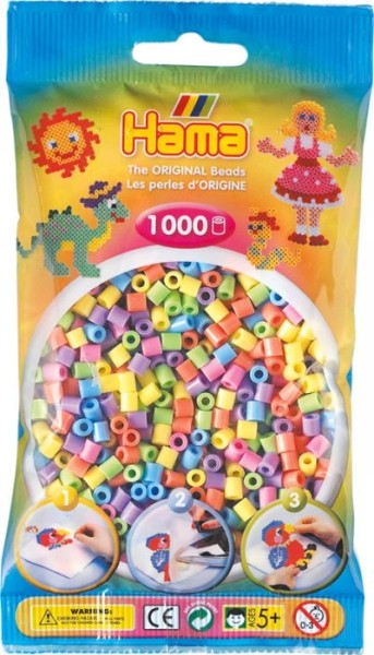 Hama® Bügelperlen Perlen, pastell gemischt, 1000 Stück