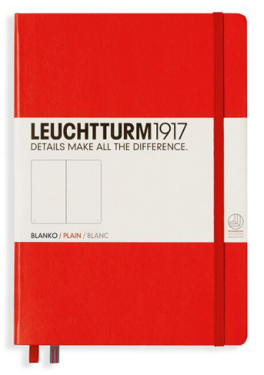 Notizbuch Medium (A5), Hardcover, 251 nummerierte Seiten, Rot, Blanko
