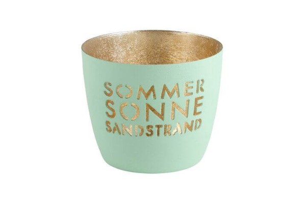 Madras, Windlicht, M, Sommer, Sonne, Sandstrand, aqua/gold