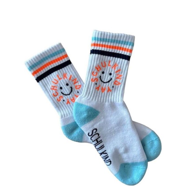 Socken - Schulkind YAY - Smiley blau - Größe 31-34