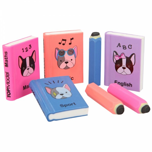 TOPModel Radierer-Set Mini Schulbücher und Stifte DOG