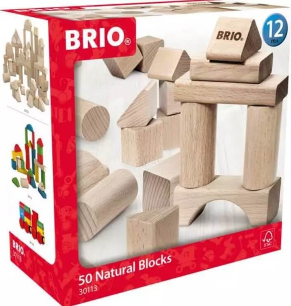 BRIO Natur Holzbausteine 50Teile - Lernspielzeug für Kinder