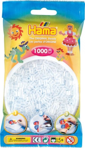 Hama® Bügelperlen Midi - Transparent Weiß 1000 Perlen
