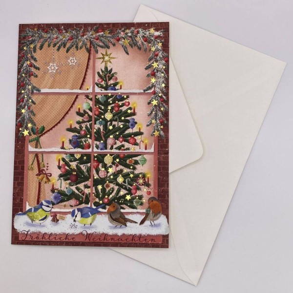 Grußkarte Fröhliche Weihnachten (Fenster) mit Umschlag