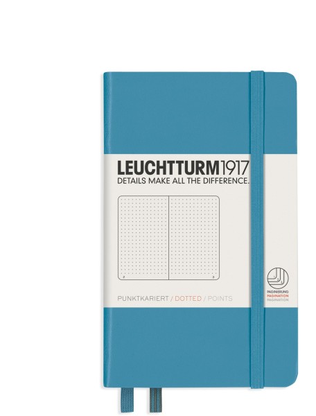 Notizbuch Pocket (A6), Hardcover, 187 nummerierte Seiten, Nordic Blue, Dotted