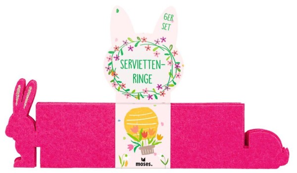 Serviettenringe Filzhase 6er Set, sort.